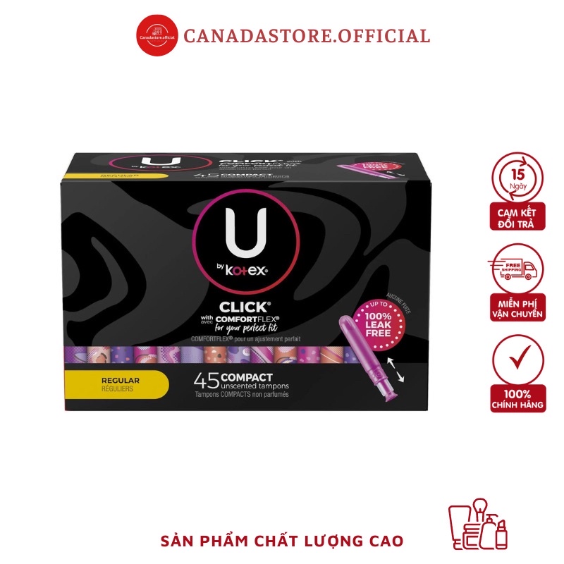 Băng vệ sinh Tampon cần đẩy chống tràn U by Kotex hộp 45 cái