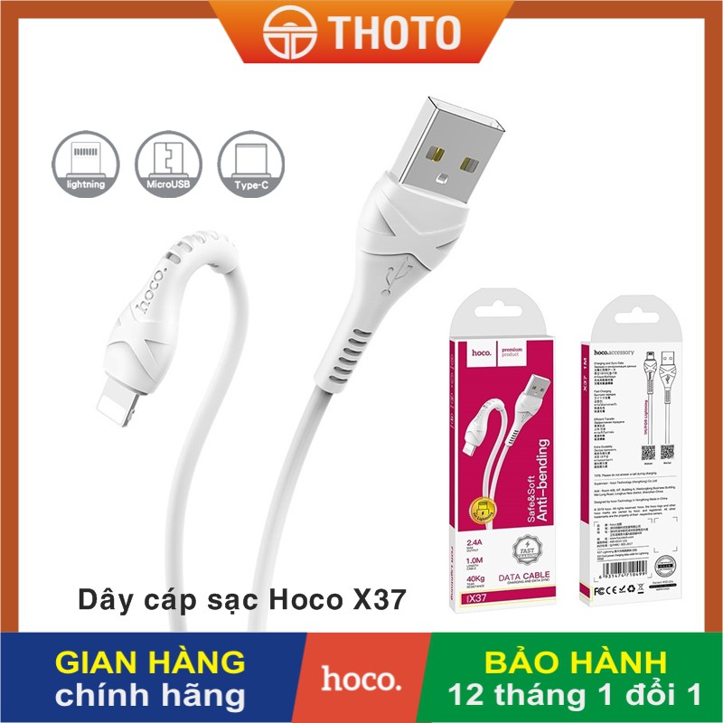 Cáp sạc nhanh HOCO X37 dài 1m dây/Micro/Type-C cho IP/Samsung-Hàng