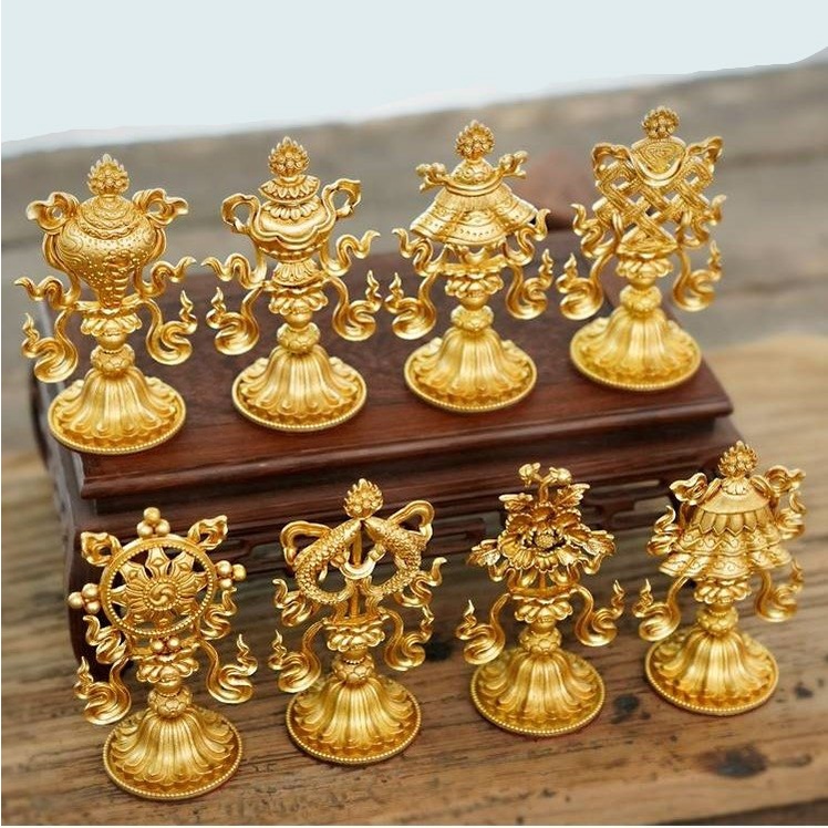 Bát Cát Tường Đồng Bộ 8 Món Cúng Dường - Người Gieo Duyên -  Bộ Cát Tường Tây Tạng Nepal