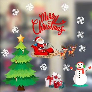 Decal Noel trang trí Lala hình ông già noel và tuần lộc đẹp có keo sẵn không để lại vết keo sau khi gỡ