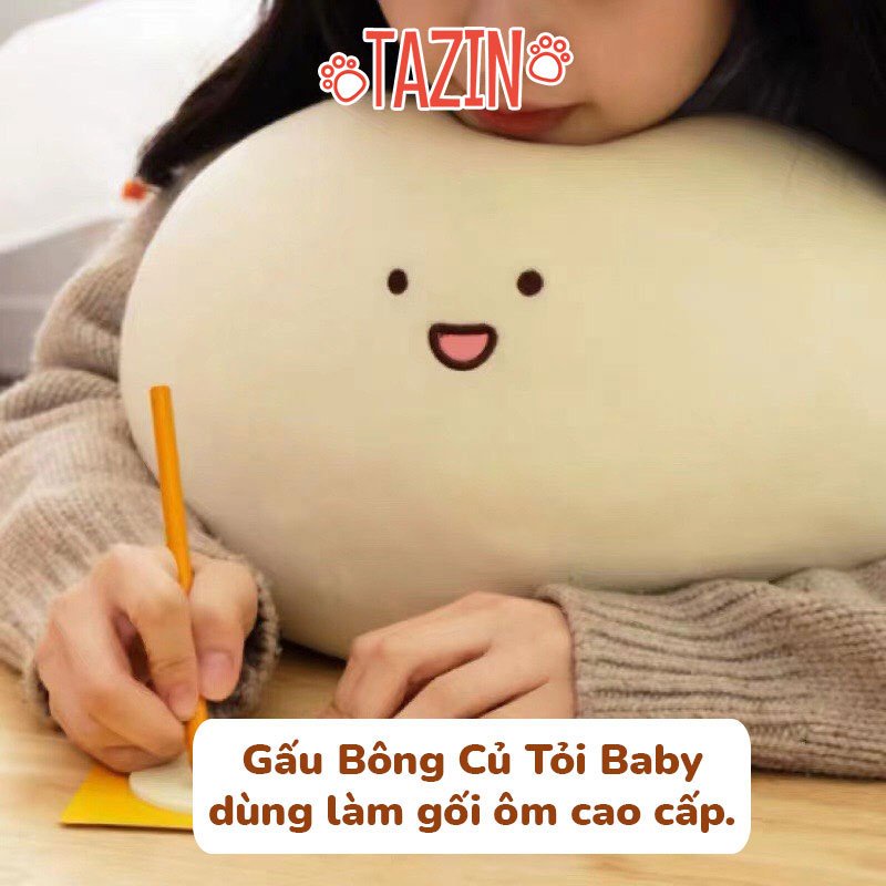 Gấu bông củ tỏi, gối ôm củ tỏi, gấu bông bánh bao mềm mịn dễ thương cao cấp TAZIN