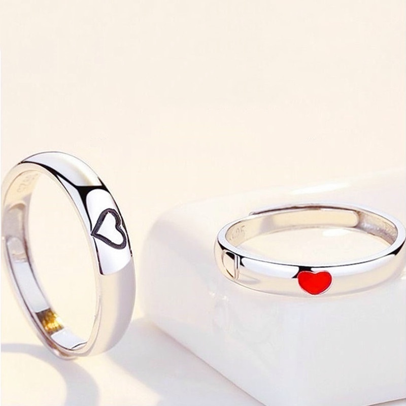 1 Cặp Nhẫn Kim Loại Hình Trái Tim Đơn Giản Tinh Tế Thời Trang Unisex Quà Tặng Valentine / Người Yêu