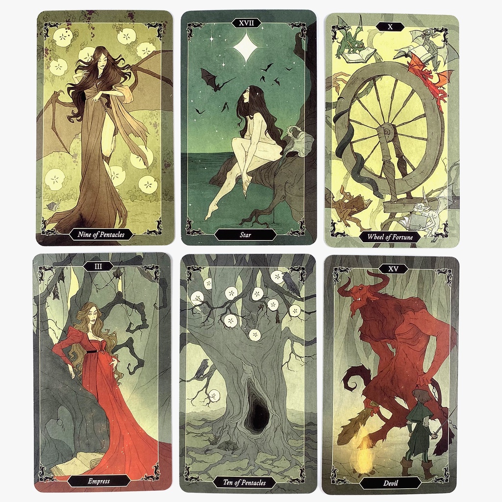 Bộ Bài Tarot Bằng Gỗ Đen Kèm Sách Hướng Dẫn