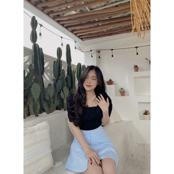 Áo cổ vuông 💓 CHEAPY STORE 💓 FREESHIP 💓 cá tính, y2k, mặc sinh nhật, cafe