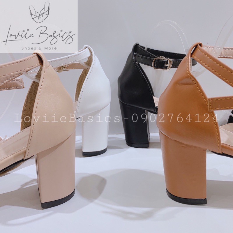[Mã SKAMFSW175 giảm 10K đơn 50K] SANDAL CAO GÓT LOVIIE BASICS - GIÀY CAO GÓT CÔNG SỞ ĐẾ VUÔNG 7 PHÂN BÍT HẬU G210509