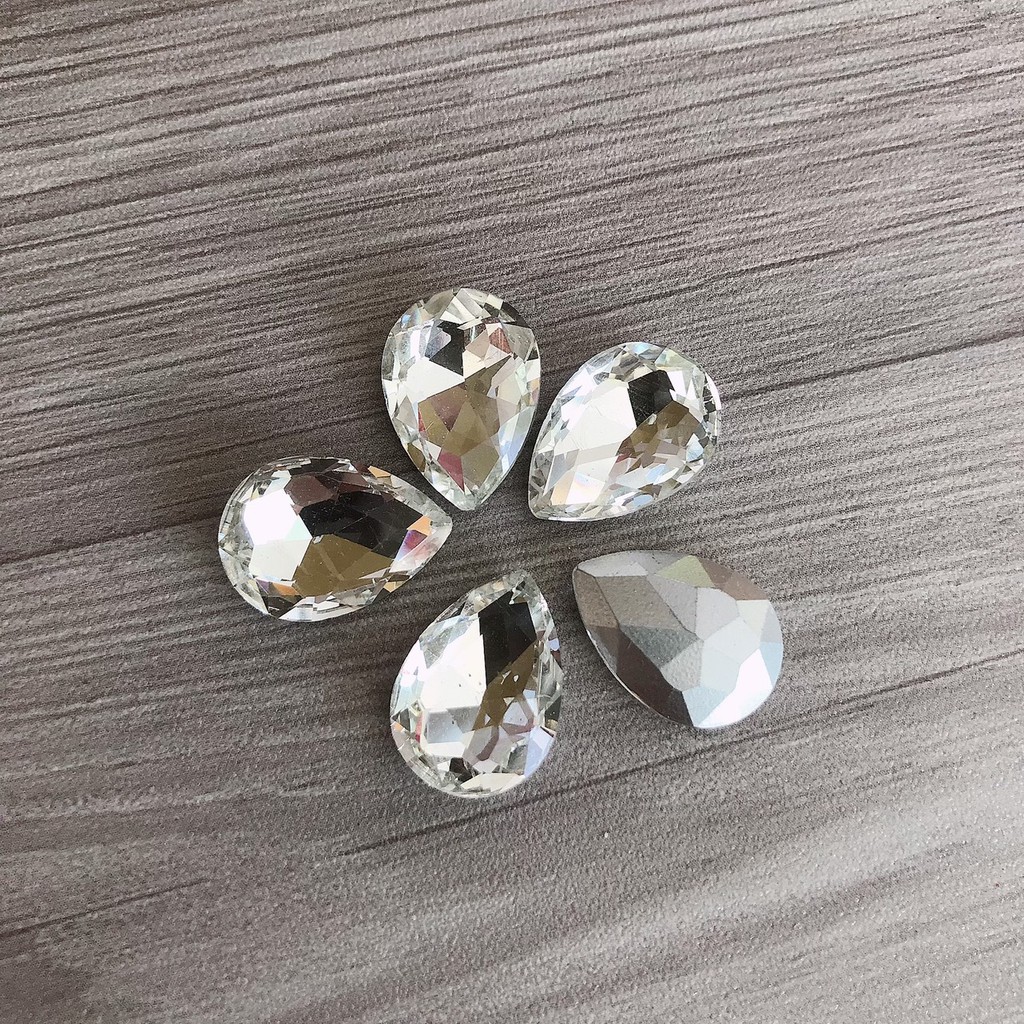 Gói 5 viên 13x18mm Hạt Đá Pha Lê Trang trí phụ kiện thời trang , trang trí ốp,  trang trí Diy hình giọt nước