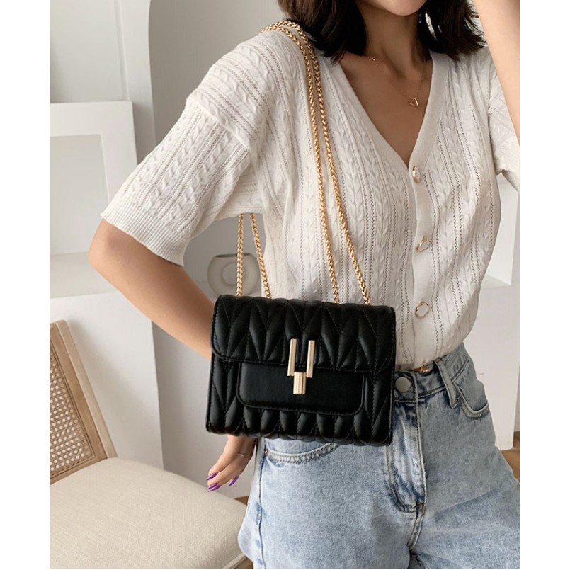 Túi đeo chéo trần trám bút chì nhiều ngăn - T004