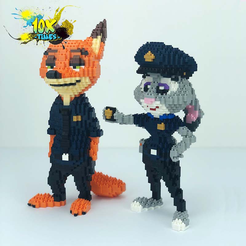 Mô hình lắp ráp 3d thỏ Juddy Hopps và cáo Nick dễ thương quà tặng sinh nhật bạn trai bạn gái, dồ decor