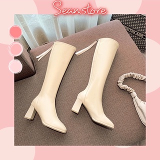 Bốt đùi cao gót- bốt khoá sau da mềm cao gót 7cm nữ đẹp