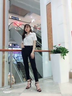 Quần vải baggy than, đen