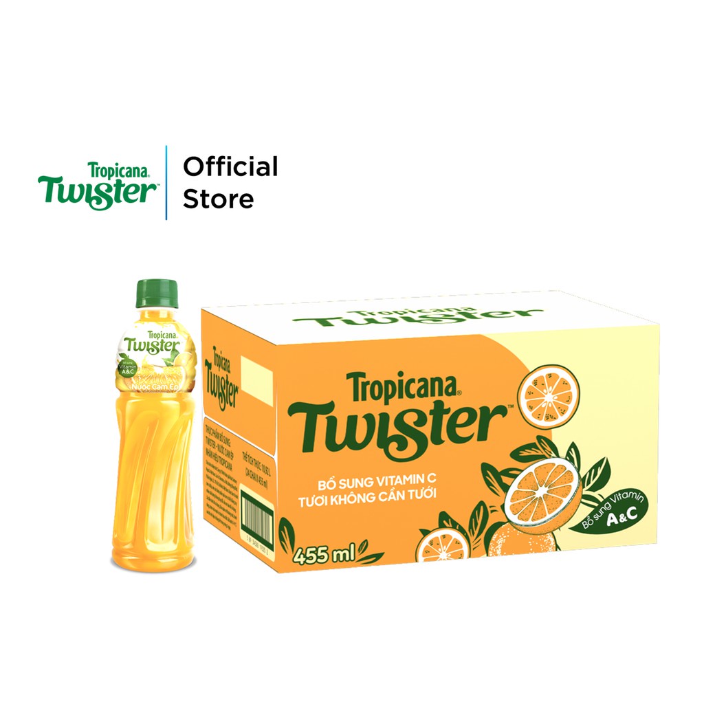 THÙNG 24 CHAI NƯỚC TRÁI CÂY TWISTER CAM 455ML/CHAI