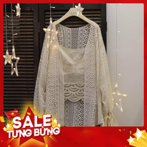 Áo khoác ren mỏng áo choàng đi biển tay buộc nơ MA05 -Hàng nhập khẩu