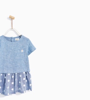 (Sz 12/18m) Váy zara xanh chấm bi