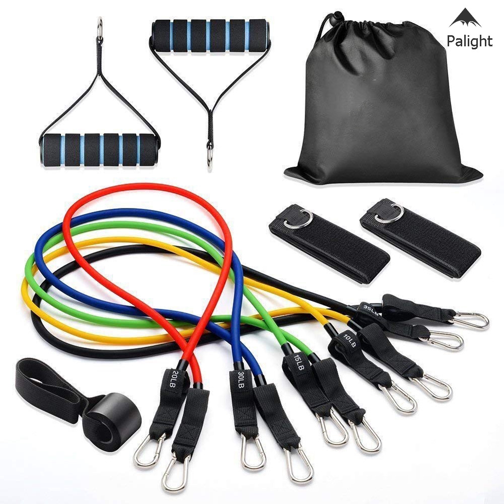 ✨PA✨ 11Pcs Training Resistance Bands Set Exercise Bands Door Anchor Handles Waterproof Carry Bag Legs Ankle Straps