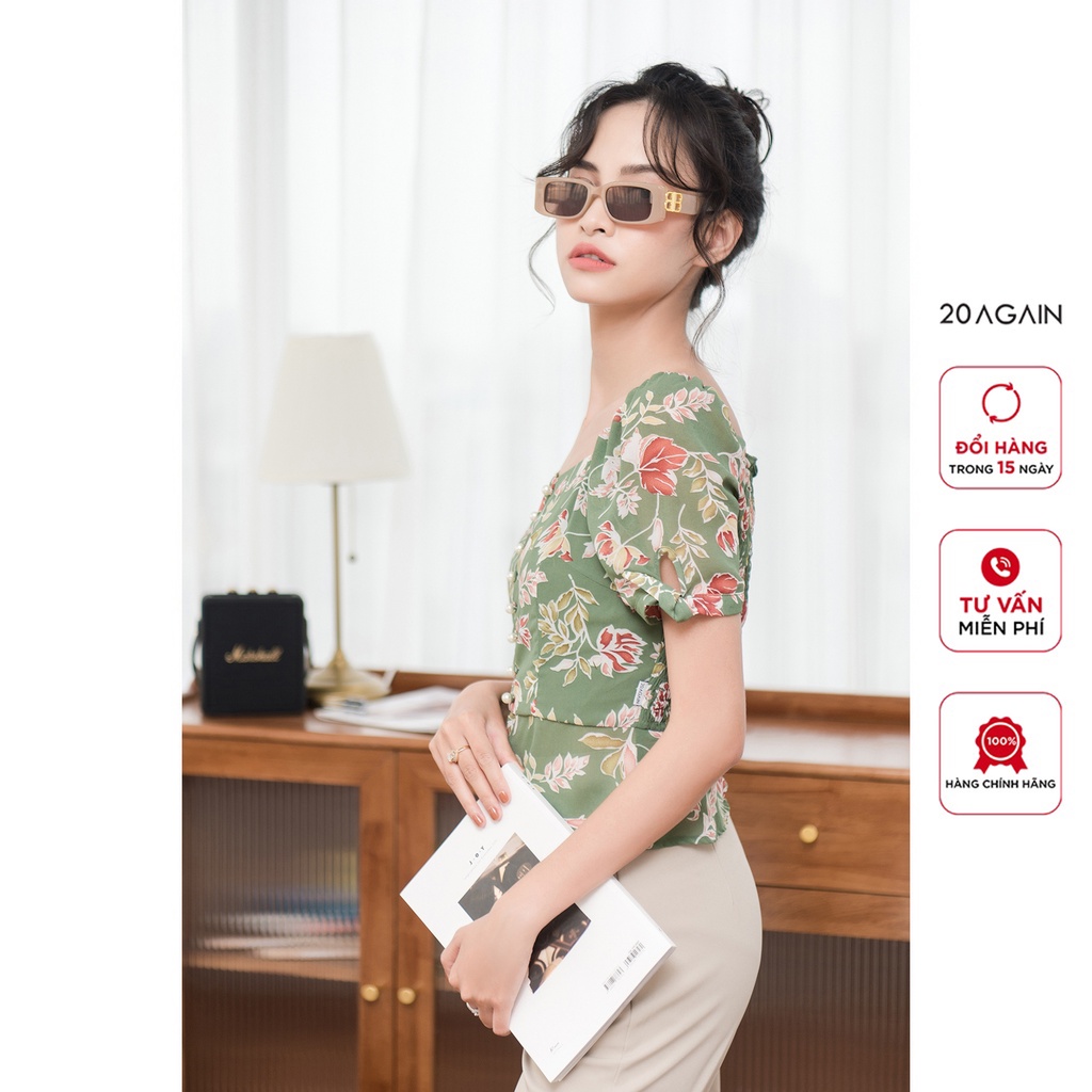 Áo sơ mi ngắn tay cúc bọc 20Again, thiết kế độc đáo, sành điệu ASA0078
