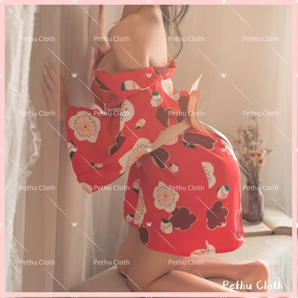 （Q1,HCM) 🤩Đồ Ngủ Sexy🤩Hoạ Tiết Hoa Anh Đào Gợi Cảm Cosplay Đai Nơ Họa Tiết Nhật Bản  40-65kg--024
