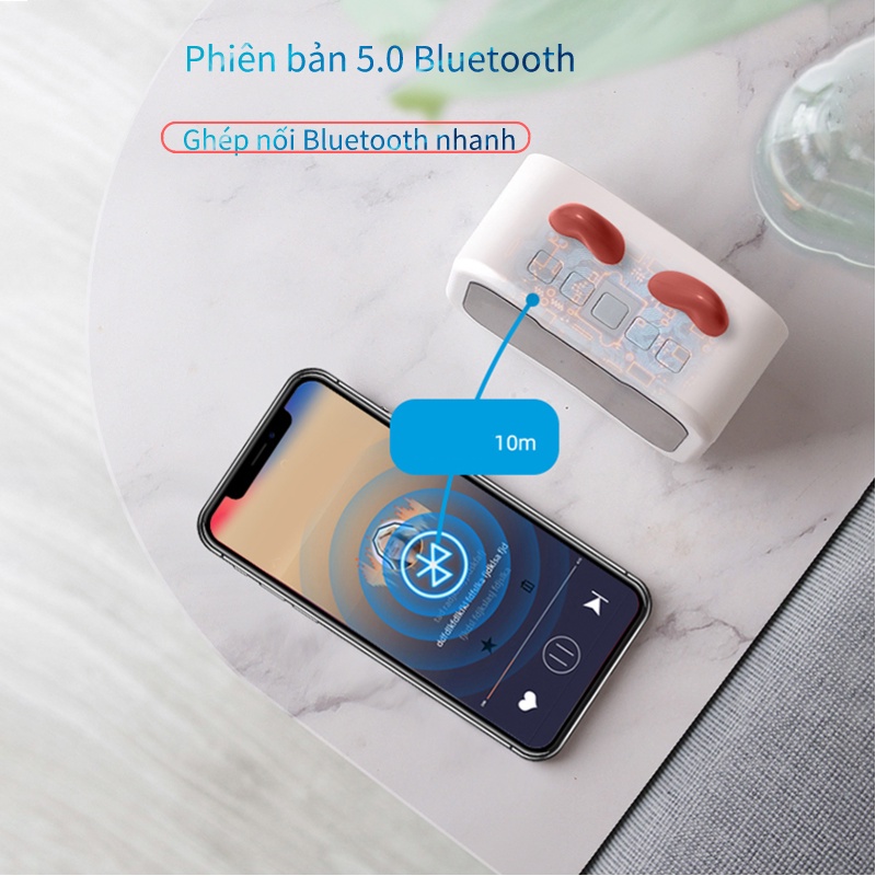 (2 trong 1) Loa bluetooth tai mèo tích hợp mặt đồng hồ hiển thị