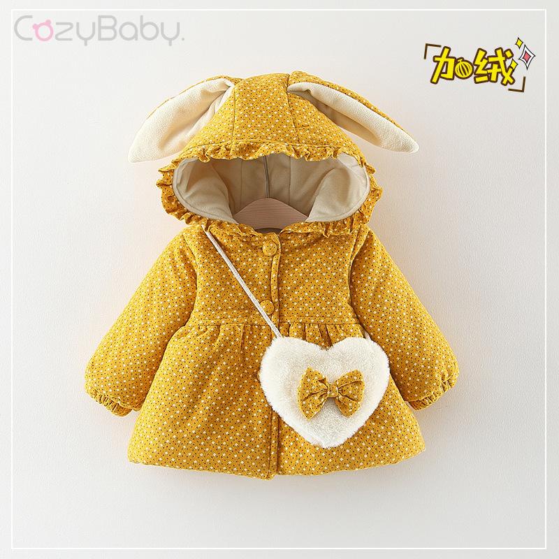 Áo Khoác Cotton Dày Dặn Có Mũ Trùm Xinh Xắn Theo Phong Cách Mùa Đông Dành Cho Bé Gái