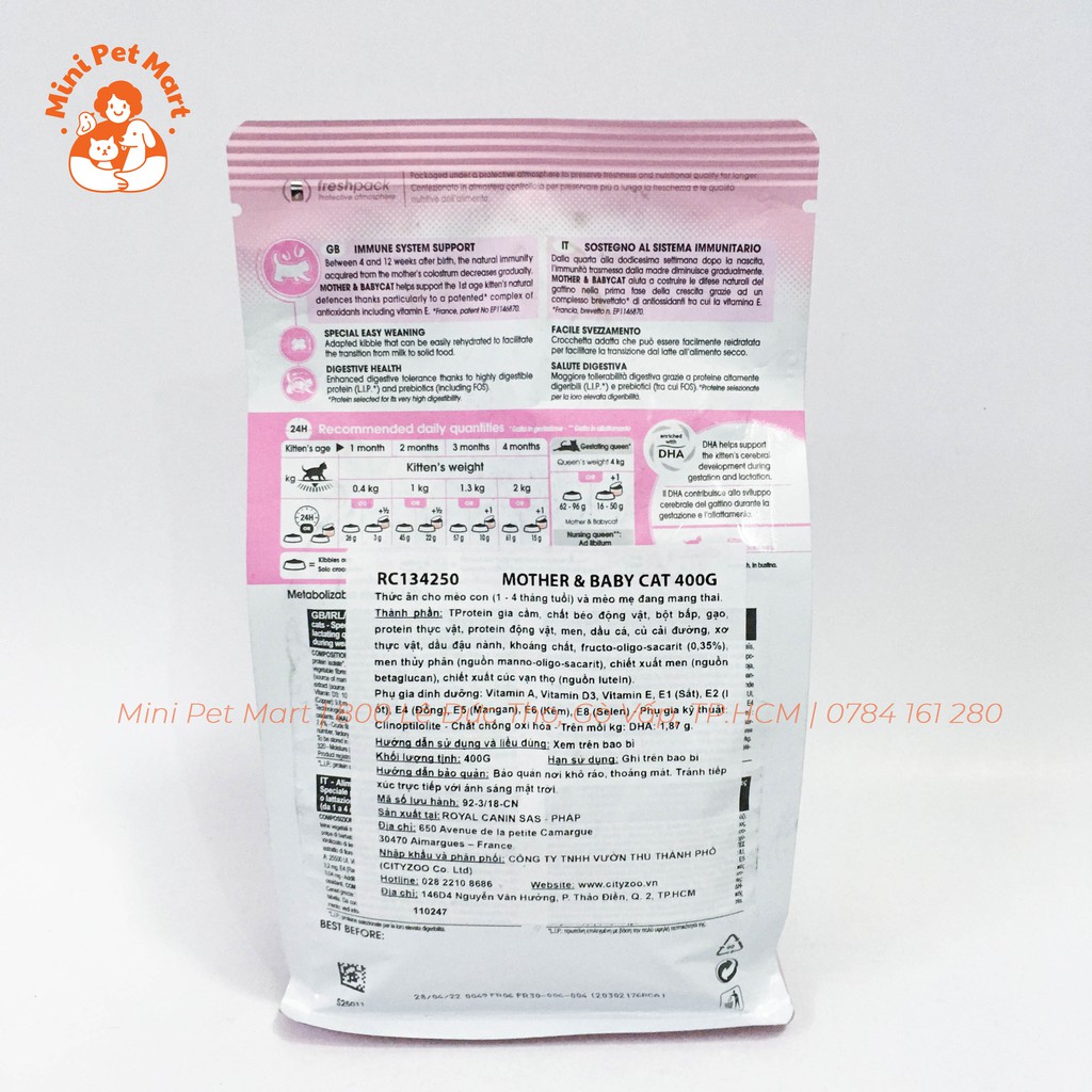 Thức ăn hạt cho mèo mẹ mang thai, cho con bú và mèo con ROYAL CANIN 400g