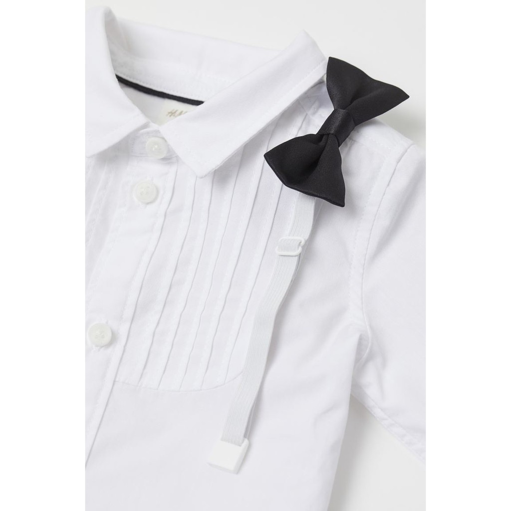 Set quần áo công tử trắng đen HM H&M sz 2-3y_hàng chính hãng authentic