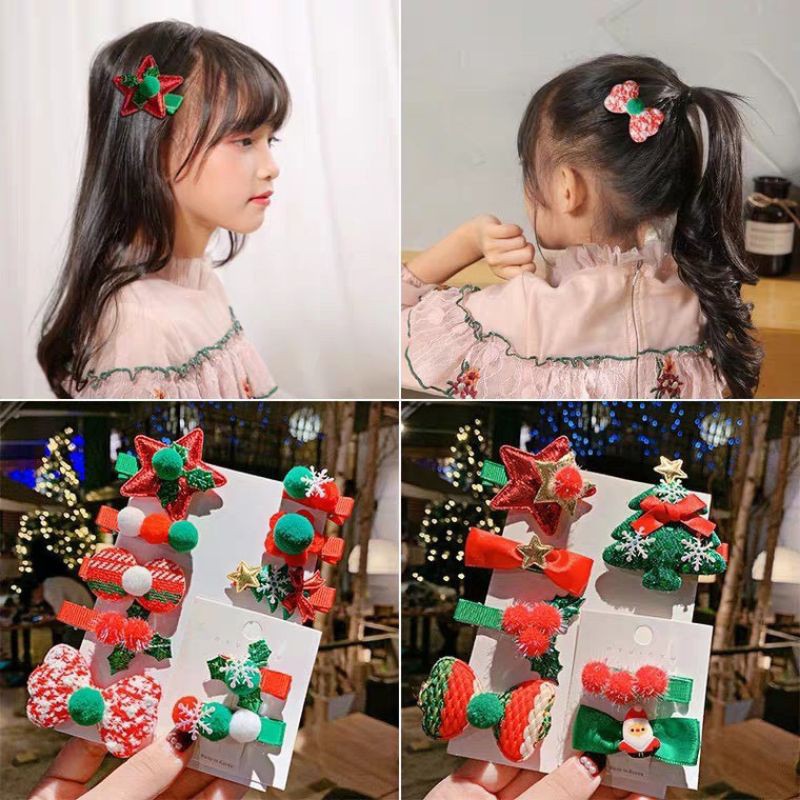 Kẹp giáng sinh cho bé 1 set 5 kẹp
