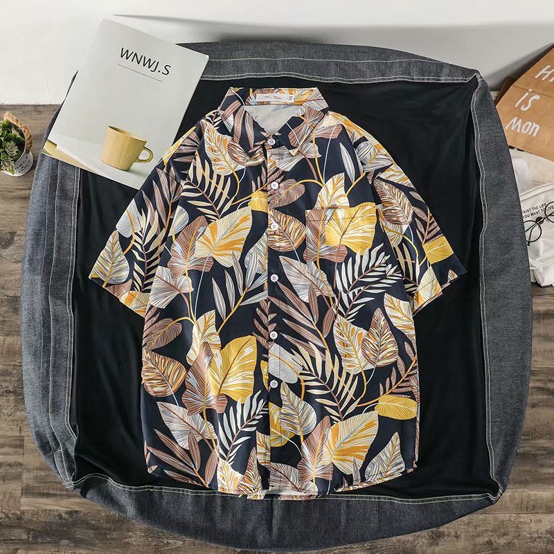 Sell well Men's fashion printing Leaves Hawaiian tropical style Short sleeve shirt | BigBuy360 - bigbuy360.vn