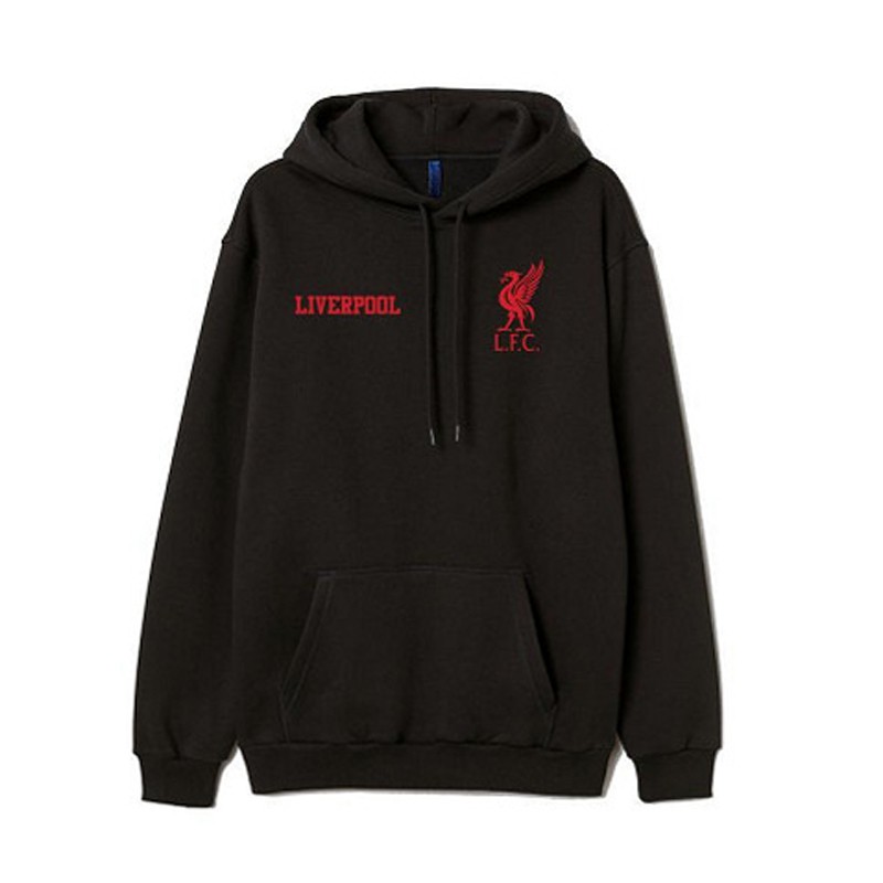 Áo Hoodie Đen Đội Bóng Liverpool Logo Đỏ