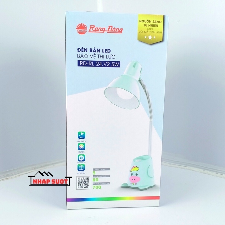 [Chính Hãng] Đèn Bàn Học Sinh RẠNG ĐÔNG LED Chống Cận Thị Tặng Kèm Bóng 5w Ánh Sáng Vàng (RD-RL-24.V2)