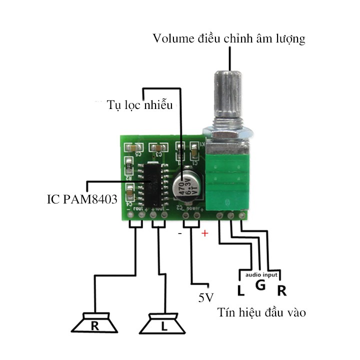 Mua Module Khuếch Đại Âm Thanh PAM8403 2x3W 5V Có Volume Điều Chỉnh Âm ...