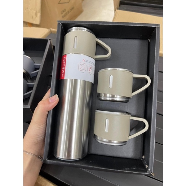 Set Bình Giữ Nhiệt Kèm 2 Cốc Uống Nước Giữa Nhiệt Nóng Và Lạnh Fullbox Thích Hợp Làm Quà Tặng
