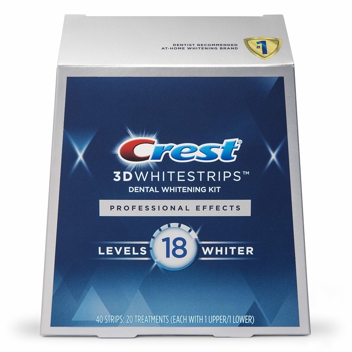 Fullbox 20 gói dán răng Crest 3D Whitestrips Professional Effects Levels 18 Whiter, 1 hộp 20 gói/20 ngày [Hàng Mỹ]