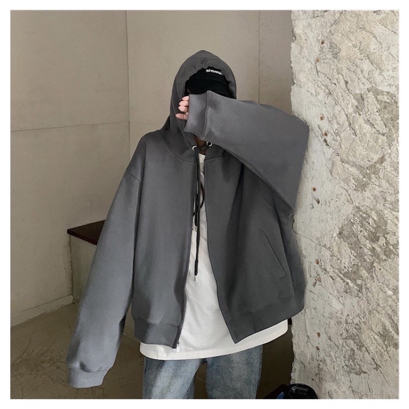 Áo khoác nỉ Màu Chì chất nỉ ngoại oversize tay bồng | BigBuy360 - bigbuy360.vn