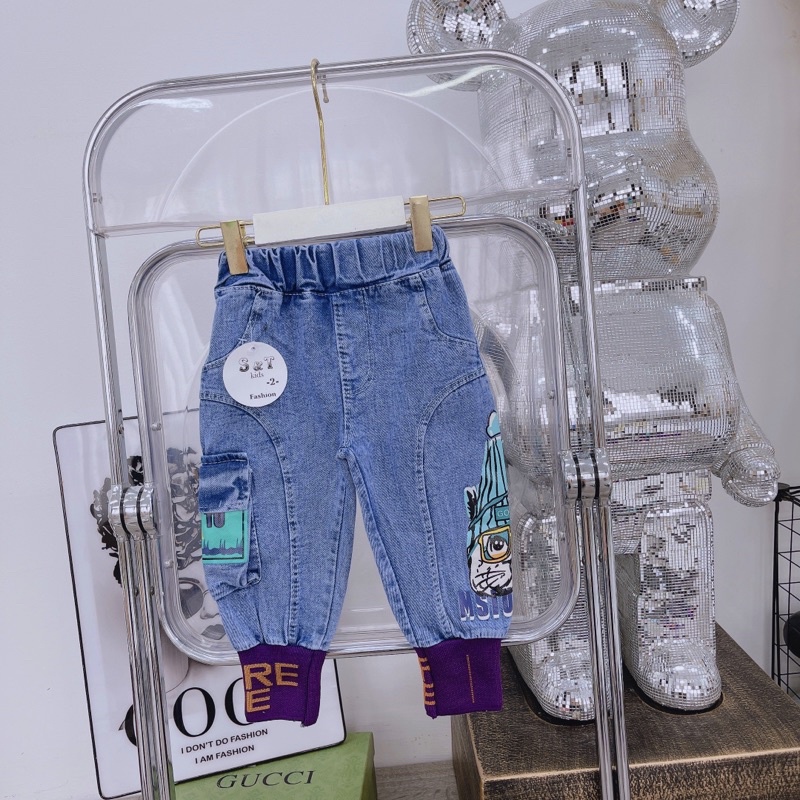 (jean baby kho sỉ) quần jean dài bò mềm dáng jogger cho bé trai(15-22kg)