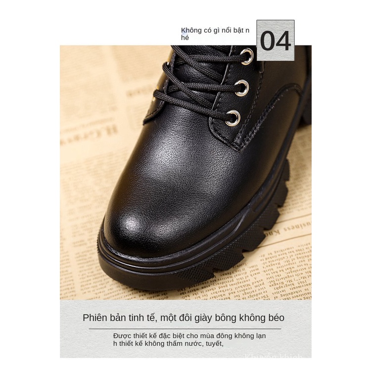 Giày bốt Martin cotton cổ cao đến mắt cá chân thời trang thu đông mới cho nữ 2021