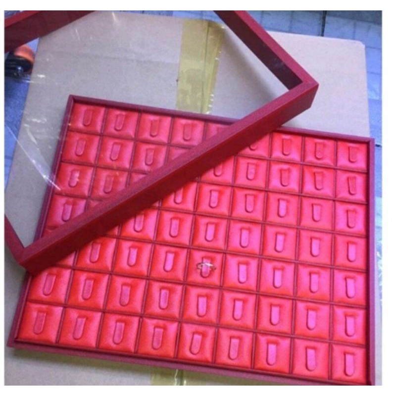 Khay bằng da trưng bày nhẫn cao cấp có nắp