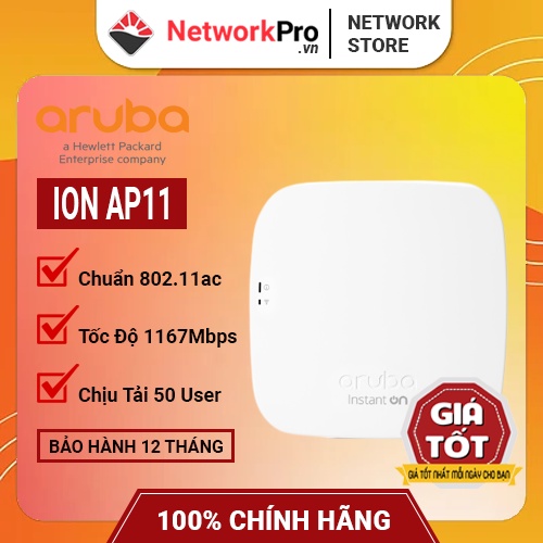 Bộ Phát WiFi Aruba Instant On AP11 Chính Hãng, Tốc Độ Phát Sóng 1167 Mbps, Chịu Tải 50 User (Không Kèm Nguồn)