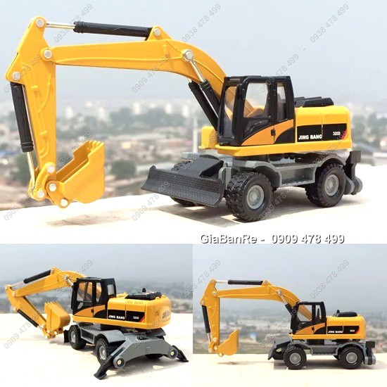 Mô Hình Kim Loại Xe Xúc Múc Đào Công Trình Bánh Hơi Tỉ Lệ 1:50 - Jingbang - 9951.2