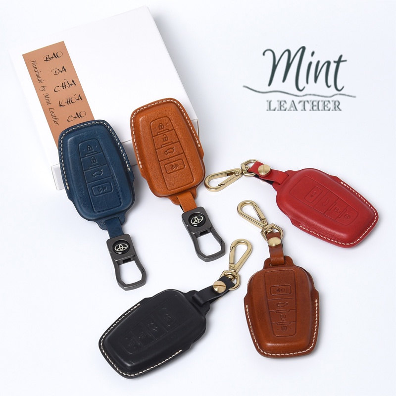 Ốp Chìa Khoá Toyota Cross 💎Da Thật 100%💎 Bao Da Chìa Khóa ÔTô Toyota Cross Bọc Chìa Khoá  Mint Leather