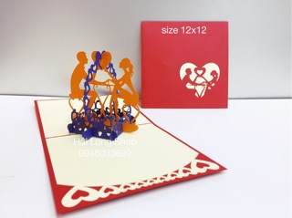 Combo 5 thiệp nổi -love - (size 12x12 vaf 10x15 )- Thiệp 3D