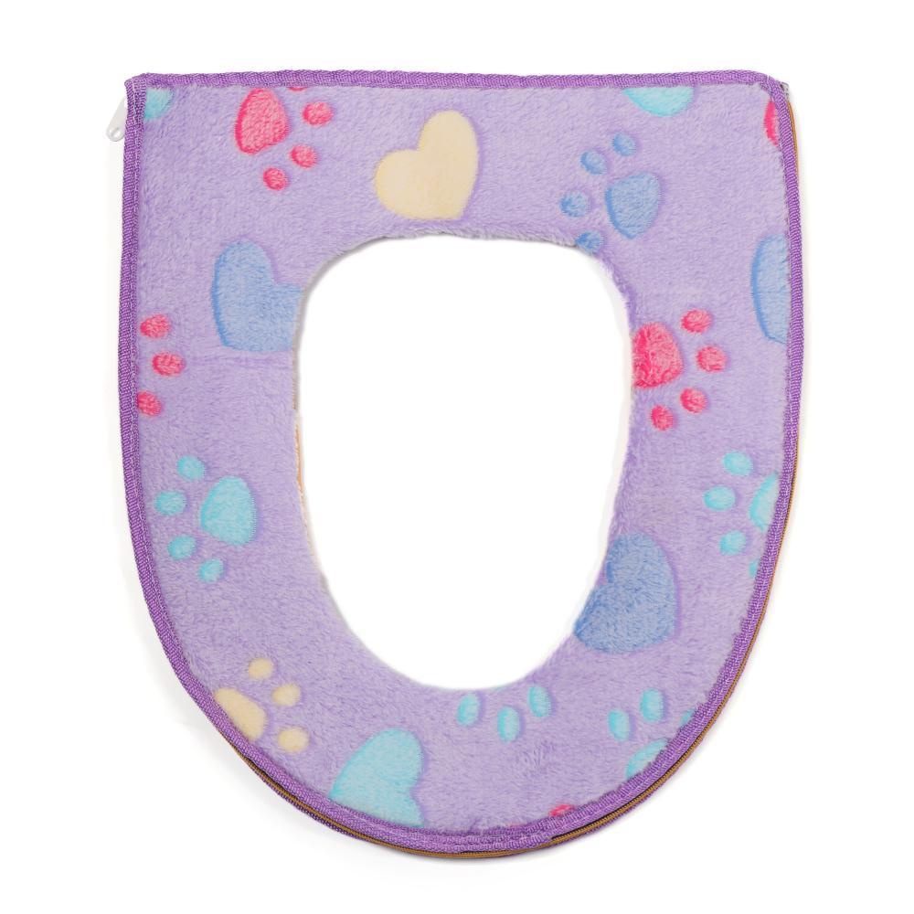 Vỏ Bọc Nắp Bồn Cầu Hình Chân Mèo Bằng Nhung Dày Dặn Chống Thấm Nước Tiện Dụng