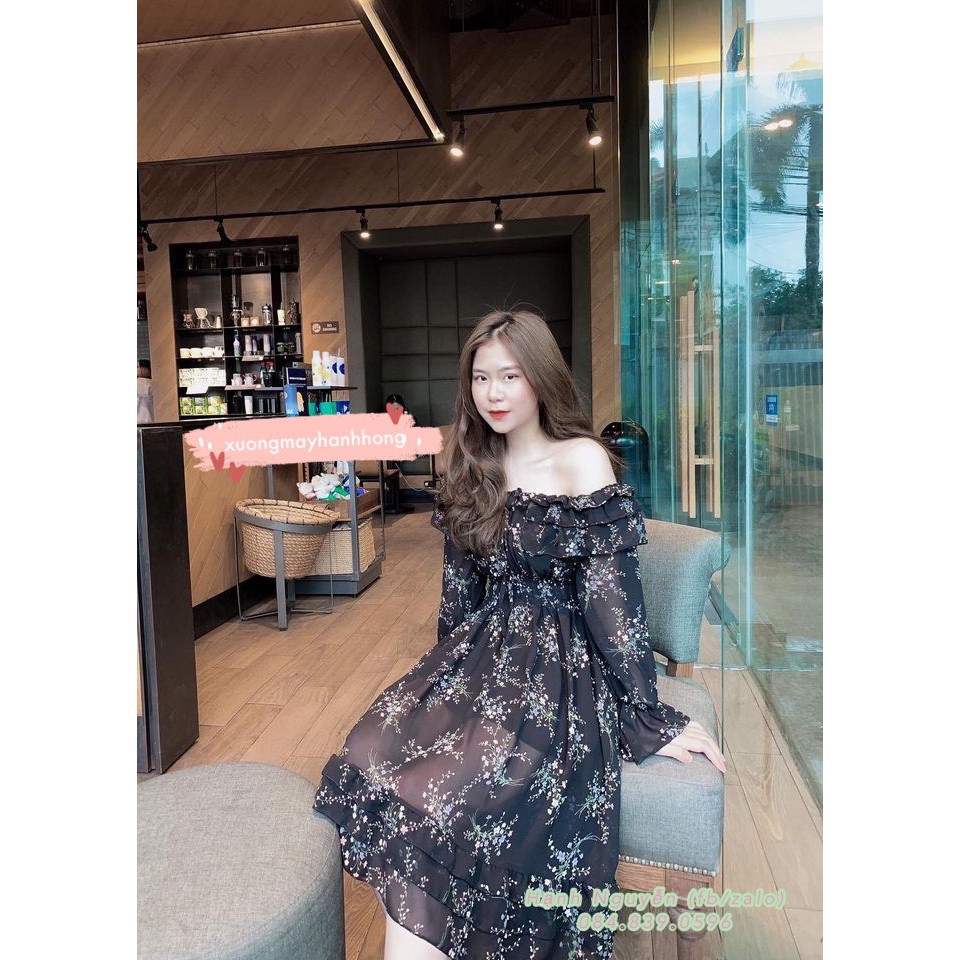 Đầm trễ vai ullzzang - Váy trễ vai nơ lưng chất tafta có sẵn đệm mút ảnh thật | BigBuy360 - bigbuy360.vn