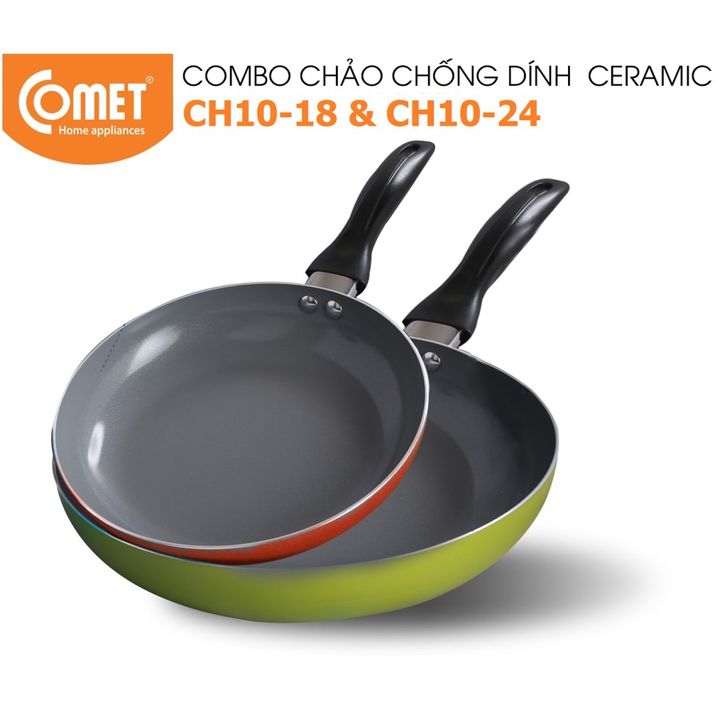 [Mã HLCOMET12 giảm 15% tối đa 50K đơn 100K] Combo 2 chảo chống dính COMET - CH10-18&24