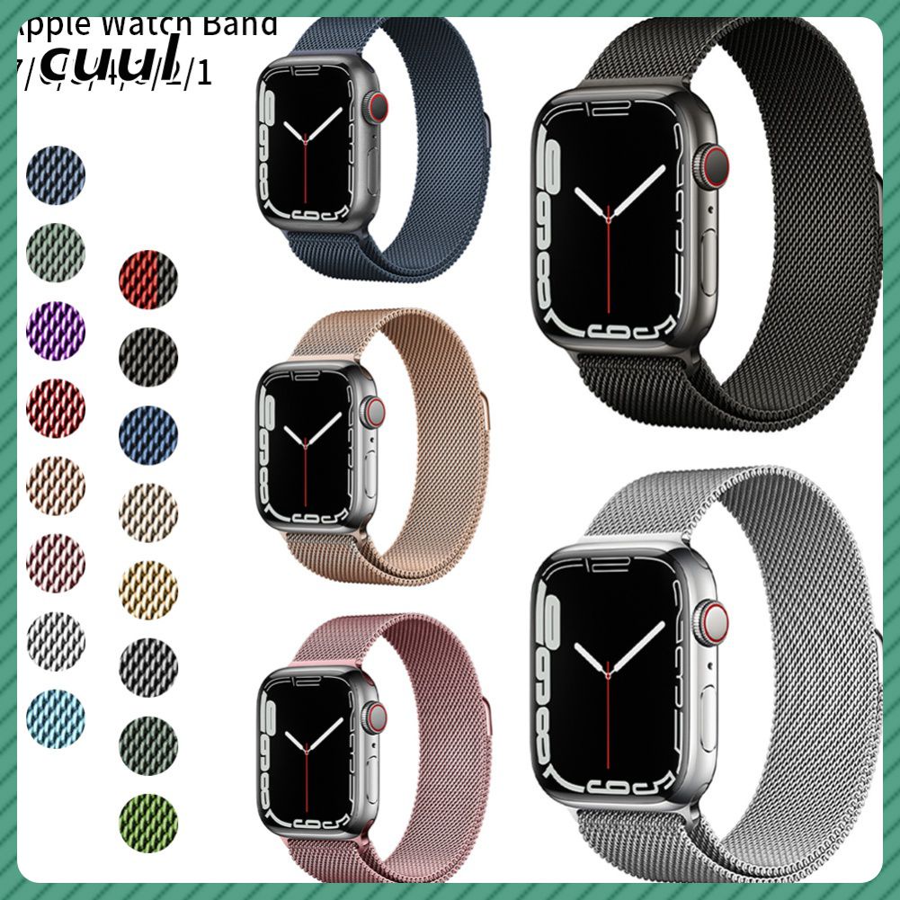 Đồng Hồ Nam Dây Thép Không Gỉ Dùng Cho Các Dòng Đồng Hồ Apple 7 Se 6 5 4 3 2 1 Milanese Có Thể Điều Chỉnh Từ Băng Đeo Tay Thể Thao