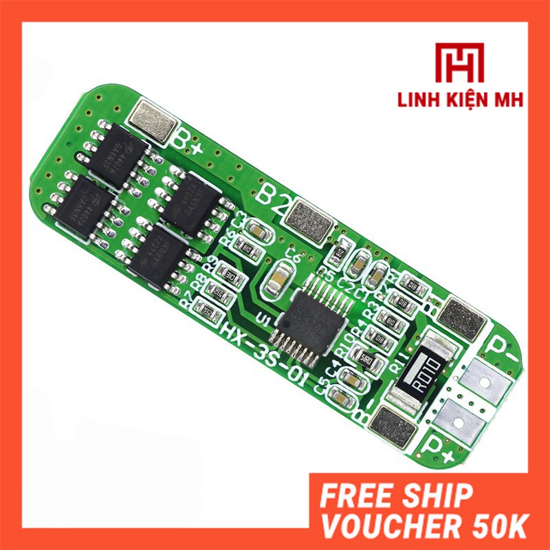 Mạch Bảo Vệ Pin Lithium 11.1V 3 Cell 10A - linhkienmh