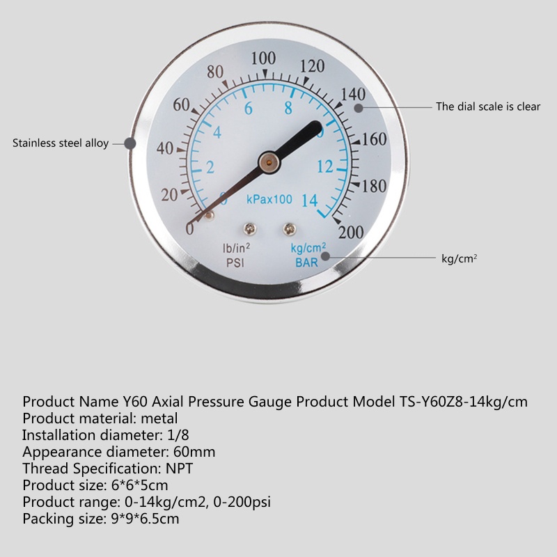 Đồng Hồ Đo Áp Suất Thấp Mini 1 / 8 &quot;Với Khung Kim Loại Cho Công Nghiệp