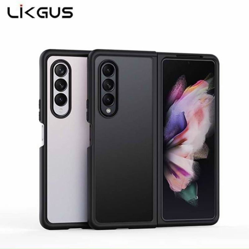 Samsung Z Fold 3 , Z Fold 4 5G_ Ốp Likgus nhám 2 mảnh viền mền chống Vân tay, chống sốc chính hãng