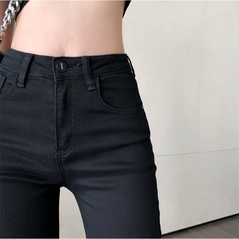 Jeans đen ống suông