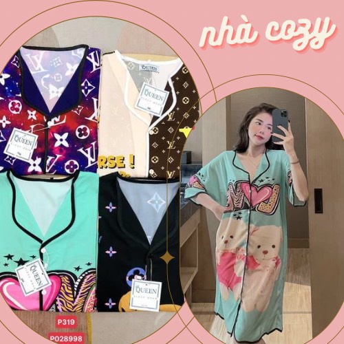 Váy ngủ nữ ❤️ dáng suông ngắn tay ❤️LỤA MANGO mềm mịn mát nhiều hình dễ thương CÓ SẴN