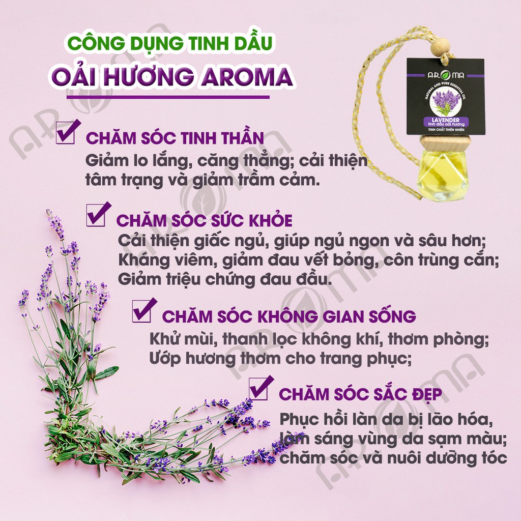 Tinh dầu oải hương lavender thơm phòng khử mùi dưỡng da phục hồi da tóc ngủ ngon - Thiên nhiên tinh chất AROMA