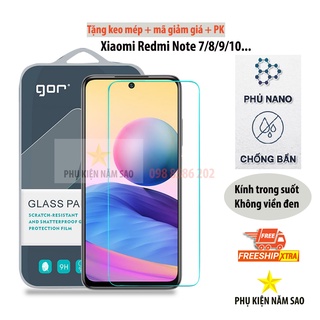 Kính Cường lực Gor Redmi Note 9s/ Note 9 Pro 5G/ Note 9/ 10X 4G/ Note 7/ Note 8/ 8 Pro cao cấp 9H / 2.5D tặng keo mép
